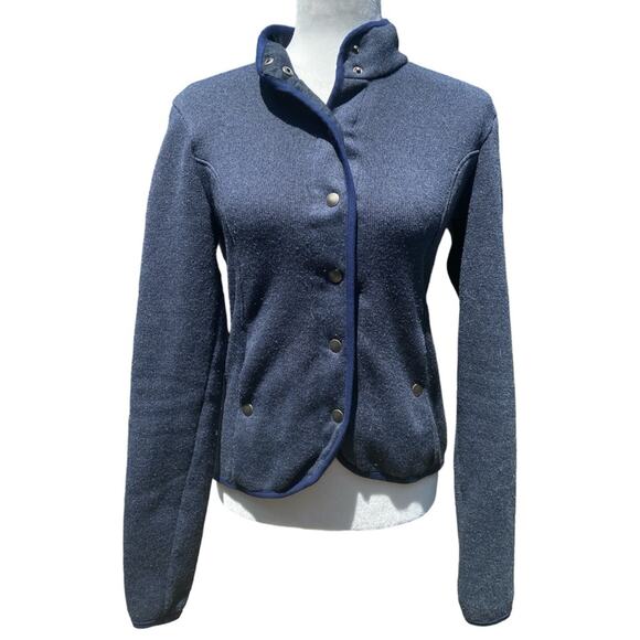 FITS Kelly Sweater Knit Navy Blue Snap Closure Equestrian Small - Picture 2 of 8